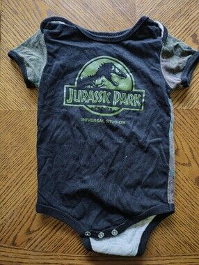 Vintage Style Jurassic Park Baby Bodysuit 24 Month Universal Studios Camo Shirt